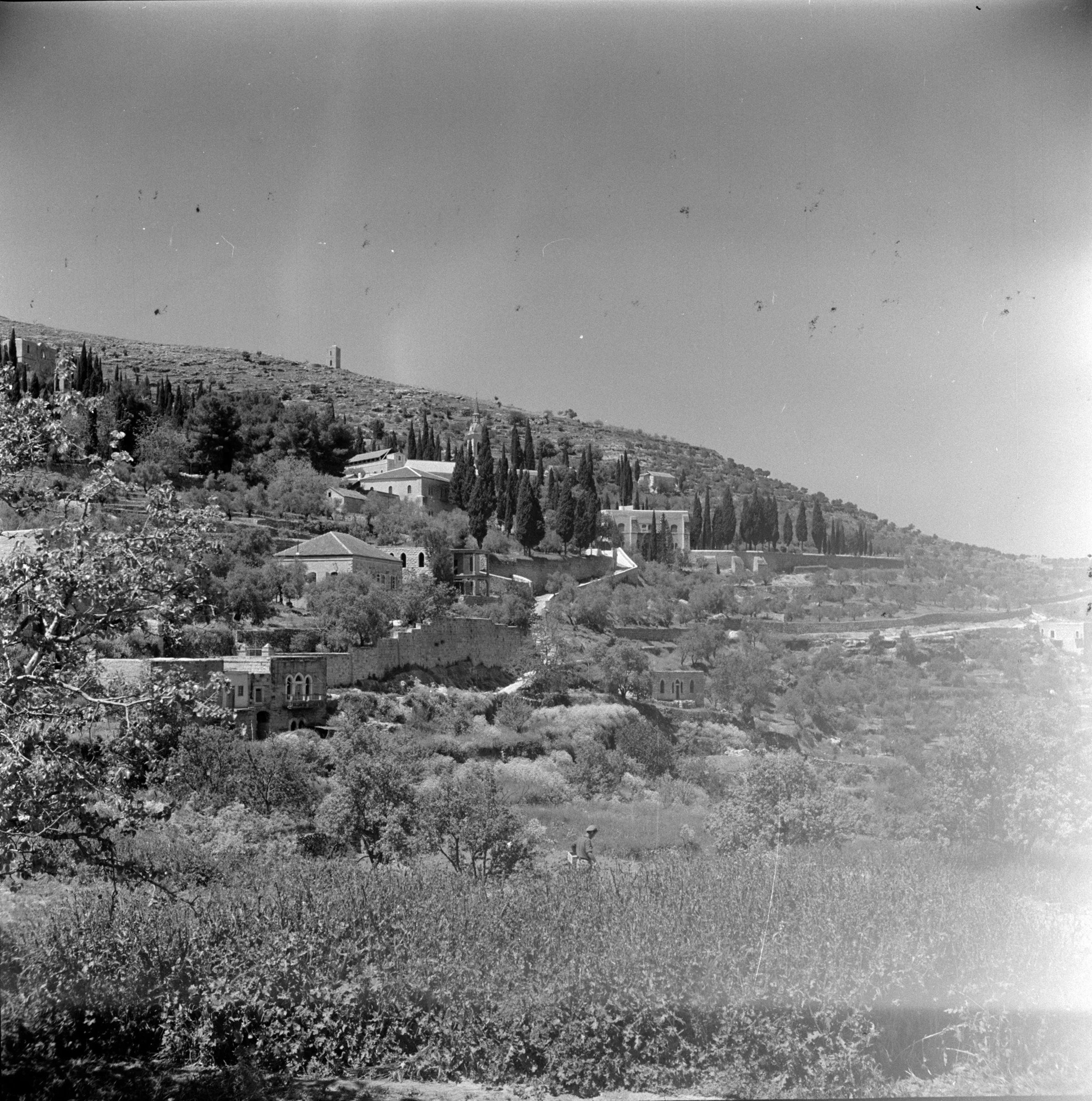 תצלום ארכיון של הגבעות והטרסות בעין כרם, 1948